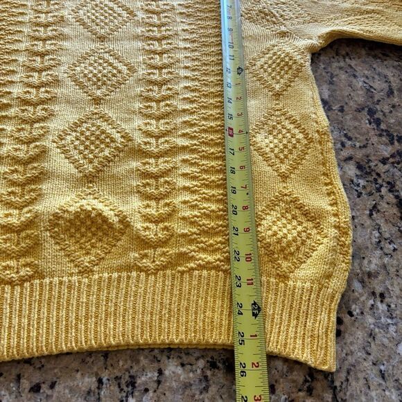 Lands’ End Vintage Drifter chunky Sweater Cable Knit Fisherman‎ Gold medium USA - Picture 7 of 8
